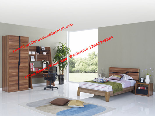 Children School bedroom furniture suite by double size bed and bookcase sets in MDF melamine