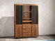 2017 New walnut wood Bespoke Furniture Storage Cabinet Display Shelves with Glass door