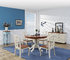 Mediterranean Style Dining room Furniture by wood table and chairs with Buffet Cabinet in white/blue painting