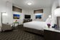 Hotel Room Standard Large Bedroom Leather Padded Headboard Bed and Big TV Cabinets with Lounge Sofa set by Black Walnut