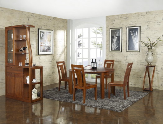 Nanmu solid wood Dining room furniture 1.35m flexible Round table and Chairs Tall wine cabinet with buffet