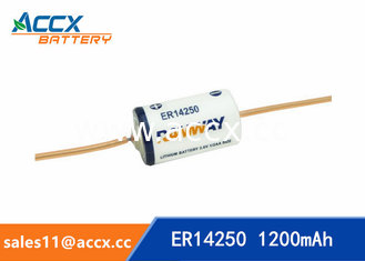China ER14250 with tabs, axis, 3.6V 1200mAh lithium thionyl chloride battery supplier