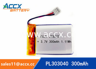 China Rechargeable 303040 Lithium polymer battery 3.7V 300mah for bluetooth speaker supplier