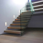 Frameless Glass Railing Timber Steps Build Floating Staircase