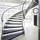 Modern Design Interior Curved Staircase with Tempered Glass Railing