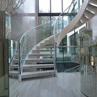 Modern Design Interior Curved Staircase with Tempered Glass Railing
