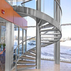 Small Space House Used Stainless Steel Glass Spiral Staircase with 12mm Glass Railing
