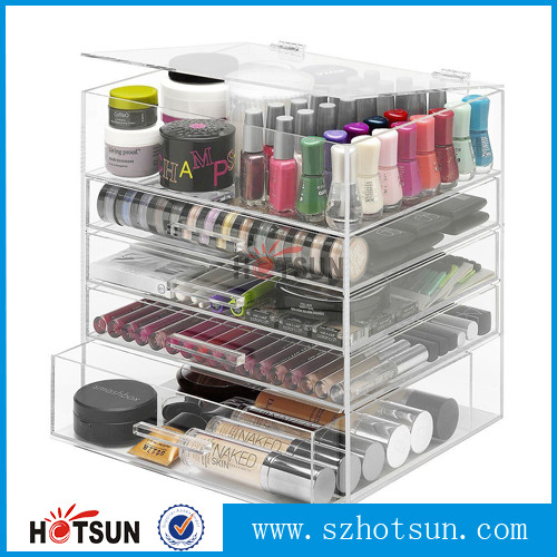 NEW! DELUXE MAKEUP ORGANIZER - ACRYLIC 5 TIER DRAWER COSMETIC DISPLAY CASE