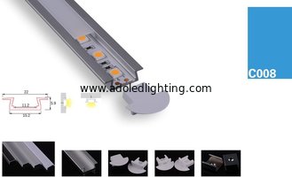 China C008 LED Strips Aluminum Profile Anodized  6063 T5 Aluminum Alloy1M 2M 3M length CE clear milky cover supplier