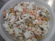 High quality raw mixed seafood with strict processing ,Squid Strip 30%, Squid Tentacle 25%, Cooked Mussel Meat 25%, Suri