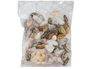 High quality raw mixed seafood with strict processing ,Squid Strip 30%, Squid Tentacle 25%, Cooked Mussel Meat 25%, Suri