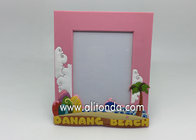 PVC mini small with sea beach image pink color photo frame custom picture frame for promotional gifts