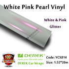 Satin Pearl White Car Wrapping Vinyl Film - White & Pink Glitter