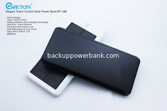 China Touch Control Dual USB Portable Solar Power Bank Black 7200mAh supplier