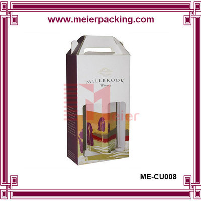 China Wine box, Single wine box, Double wine box, Paper handle double wine bottle box ME-CU008 supplier