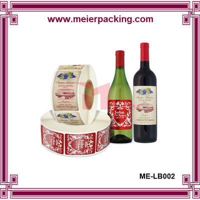 China Wine bottle adhesive sticker/BOPP glossy transparent label/Custom logo printed label stickers ME-LB002 supplier