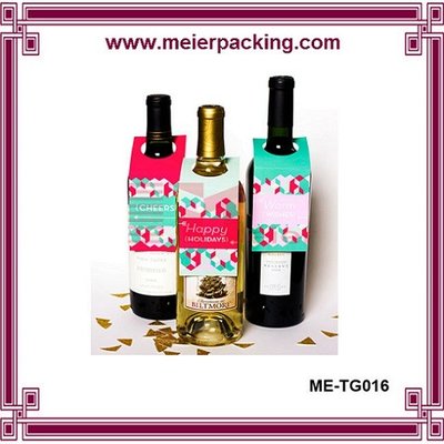 China Wine Bottle ID Tags/Custom Printed Promotion Sale Tag/Paper Gift Hangtag for Wedding Wine Bottle ME-TG016 supplier