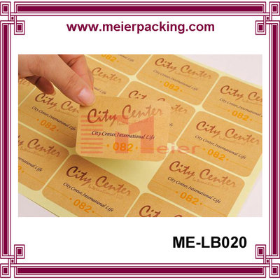 China Adhesive kraft paper label sticker for boutique products/None lamination brown paper sticker  ME-LB020 supplier