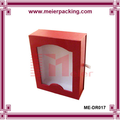 China Custom paper drawer box with clear window/Paper Apparel Paperboard Box/Red Cardboard Boxes ME-DR017 supplier