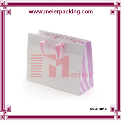 China Square bottom paper bags/Lovely pink boutique paper packaging bags/Pink printed gift paper bag ME-BG014 supplier