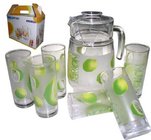 Glass Jug and Cup set with Lemon design