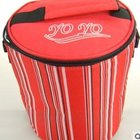Striped polyester insulated round lunch bag