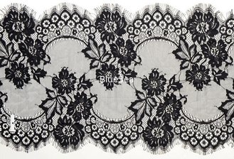 China eyelash lace border/lace edged lace/soft lace with Bkack Ivory Double Color supplier