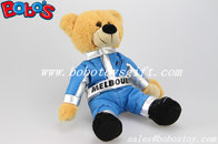 10" Customized Brown Teddy Bear With Blue Joined Bodies Vehicle Race Clothing