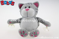 Customized Stuffed Grey Cat Animal With Plastic Suction Cups