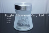 special shape glass storage jar with metal lid, frosted glass container