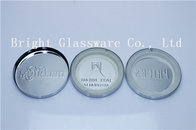 custom electroplating silvery metal lids with emboss logo for candle holder