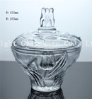 luxury design glass fruit plate, glass candy container with lid
