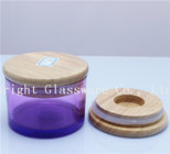 BGC022 glass candle holder with wooden lid for Home decor