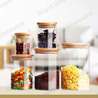 Top Sale Clear Borosilicate Glass Candy Jars With Wooden Lid