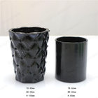 Solid Black Glass Cup, Natural Black Glass Candlestick Holders