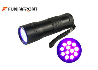 China 395NM Blacklight Purple Light Lamps 12 LEDs UV Flashlight 3*aaa Power Source supplier