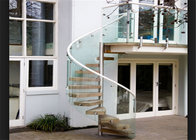 Safe Custom Steel Wood Spiral Staircase/Curved Stair With Wooden Treads Steel handrails