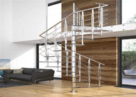 stainless steel structure commercial metal stairs step design spiral staircase with rod railing