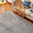 Home decor grey luxury shaggy 100% polyester faux rabbit fur rug