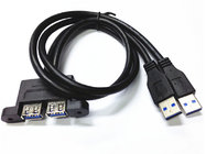 Mount pannel Dual USB 3.0 A Female to A male extension cable with screw