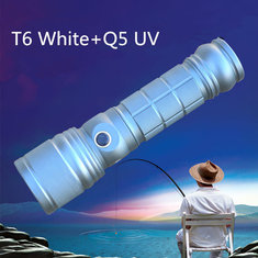 China CREE XML T6+Q5 Blue UV Two Light Source LED Flashlight Outdoor Night Hunt Fishing LED Light Lamp supplier