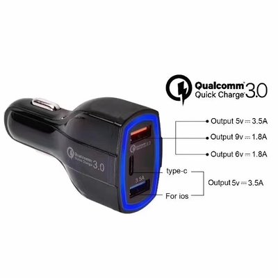 China 7A 3 USB CAR CHARGER  QC3.0 TYPE-C+ USB Universal Compatible USB CAR CHARGER for all electronics cheap price supplier