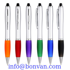 China chromed promotional pen, pen with touch tip on the top,screen touch pen supplier