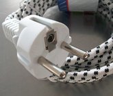 VDE approved cotton braid power cables, European schuko electric iron textile power cords