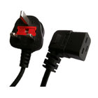 UK power supply cord with C19 angled connector