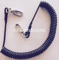 China Chinese factory split ring robster clip stretch tool lanyard coiled leash classic black supplier