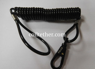 China Coiled black tether holder custom different size loop ends w/big trigger snap hook as need supplier