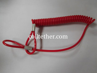 China Customized size color attachment plastic PU spring coil tool lanyard holder with loop ends supplier