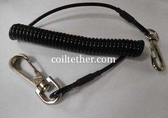 China OEM China factory produce black plastic PU elastic coil tool lanyard tether for security supplier