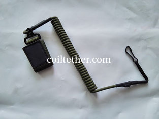 China Custom made coyote tan color heavy duty tactical pistol handgun elastic coiled lanyard supplier